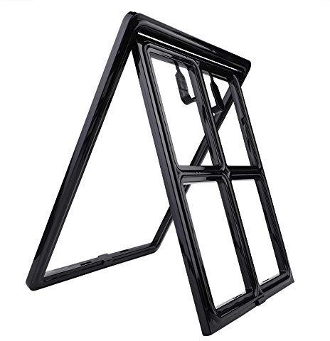 Smandy Haustierklappe Kunststoff Rahmen Hund Katze Tür Katzenklappe Hundeklappe Magnetische Verriegelung Sichere Klappe, einfache Installation, für Bildschirm Tür Tor und Fenster(Large schwarz)