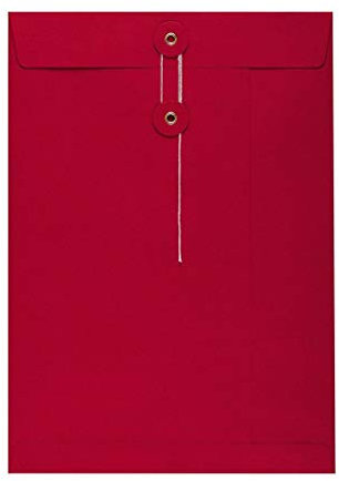Umschlag C4, 324 x 229 mm, Rot, Bindfadenverschluss, Kraftpapier, Versandtasche, Japanverschluss, Kuvert - 10er Pack