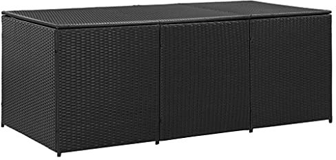 homiuse 180x90x75 cm Gartenbox Poly Rattan Schwarz Aufbewahrungsbox Auflagenbox Aufbewahrungstruhe Gartentruhe Kissenbox Garten Wasserdicht Kissenbox Outdoor Wasserdicht Rattan Box Gartenbox Klein