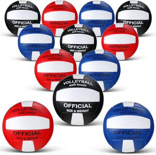 Jexine 12 Piece Regulation Size 5 Soft Volleyballs with Pump and Needles, Suitable for Indoor and Outdoor Play, Durable Polyurethane Material