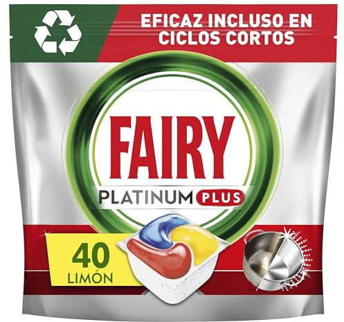 Fairy Platinum Plus Dishwasher Tablets – 40 Pack, Lemon, Anti-Dull Technology