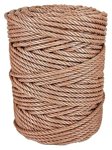 Cuerda Tendedero Exterior. Cuerda plastico, 5MM * 100M, Hecho en España, para persianas, toldos, Camping, Efectos navales, Bricolaje. Marrón