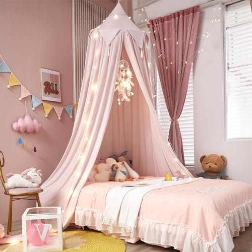 ZIQINPSQ Bed Canopy,Mosquito Protection,Mosquito Net Double Bed and Single Bed,Insect Repellent Foldable Portable for Girls Home, Garden, Balcony, Camping. (Light Pink)