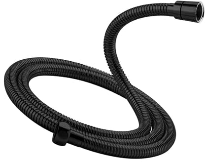 Duschschlauch Schwarz 2m, Flexibler Edelstahl Brauseschlauch Standard 1/2 Anschluss Universal Verdrehschutz Schlauch Dusche für Handbrause und Badewannenarmaturen