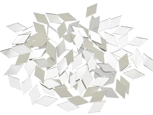 SSyang Lot de 200 Miroirs Artisanaux en Forme de Losange 2.54 * 1.27cm Mini Carreaux de Miroir en Verre Antiadhésifs pour Travaux Manuels, Murs, Portes, Décorations (Argent)