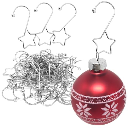 com-four® 50x Premium Aufhänger in Sternform für Christbaumkugeln - Baumhaken für Weihnachtskugeln - Kugelaufhänger für Weihnachtsbaumschmuck - dekorative Schnellaufhänger