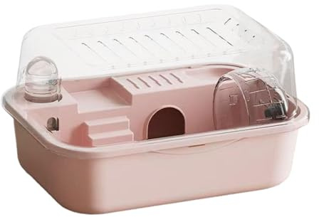 perfk Habitat per criceti Grande Gabbia per criceti, con Parte Superiore apribile, Trasparente, Traspirante, Piccola Gabbia per Animali per Topi, porcellini, Rosa