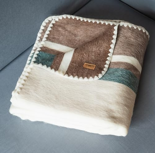 INTI REPUBLIC Alpaca Wool Throw Blanket | Ultra Soft, Lightweight, Warm, Breathable, Non-Itchy | Classic, Elegant-Minimalist Design for Bed, Couch, Travel, or Gift | 64 L x 45 W (Earth Tones)