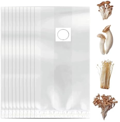 WUSJCOF 10 Sacs de Culture de Champignons, Sacs Durables avec Filtre, Résistants et Solides, pour Champignons, Grains (32 x 50 cm)