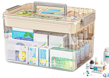 Medikamenten Aufbewahrung ，Groß Medikamentenbox ，Aufbewahrungsbox für Medicine， Hausapotheke Box， Medizinschrank Medikamenten Organizer für Arzneimittel für Zuhause inklusive sicheren und praktischen