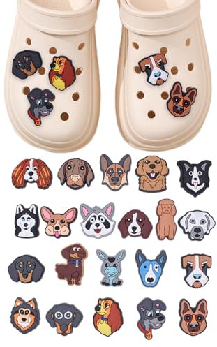 SLEEKEE 21 Stück Cartoon-Hunde-Schuhdekorationen, Pvc-Schuhdekorationen, Niedliche Schuhdekorationen, Kinderschuhdekorationen, Interessante Schuhdekorationen, Abnehmbare Schuhdekorationen