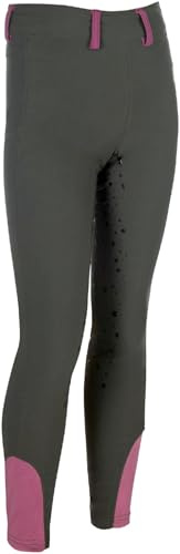 HKM Mädchen Pony Dream Ii Silikon-vollbesatz Leggings, Graugrün, 122-128 EU