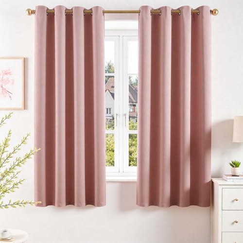 Vangao Vorhang Blickdicht mit Ösen Wohnzimmer H175xB140cm 2er Set, Rosa