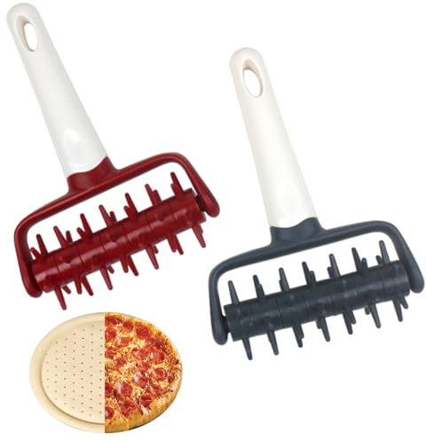 2 Pezzi Docker per Impasto per Pizza, Rullo di Pasta per Pizza, Rullo Manuale per Impasto, Sfogliatrice Professionale a Rulli Pizza, Accessori di Cottura, Adatto per Pizza, Cottura, Biscotti