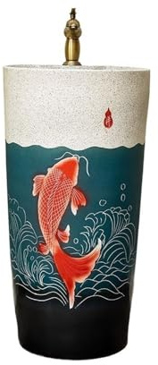 Lavandino moderno con piedistallo Lavandino da bagno in ceramica con piedistallo, rubinetto e scarico, lavabo esterno indipendente