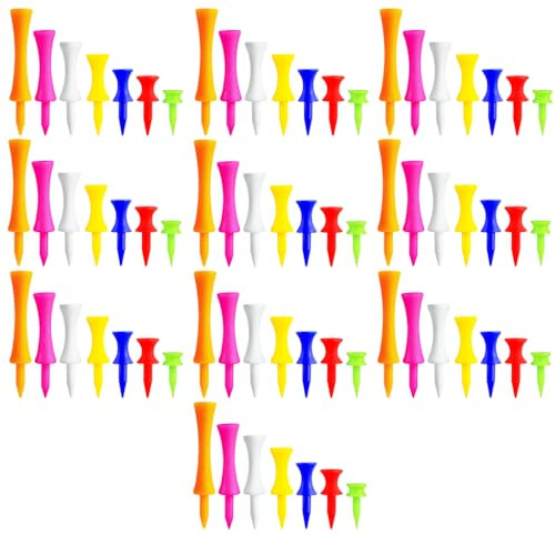 70 tees da golf in plastica, 70 mm, multicolore, infrangibile, in plastica, 7 colori, riutilizzabili, accessori da golf per driver, ferro da stiro, durevole, per uomini e donne