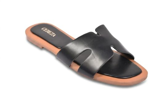 OZABI Slide H-rem sandaler syntetiskt läder guld svart 36-41