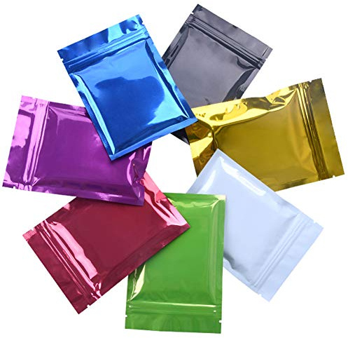 140 Piezas Mylar Bolsas con Cierre de Cremallera Bolsas de Papel de Aluminio,Bolsa Plana de Cierre Mylar de Papel Metálico,metálica Foil Plana de Almacenamiento de Alimentos ZipLock