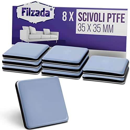 Filzada® 8X Almohadillas Teflón Muebles Autoadhesivo 35x35mm - Deslizadores