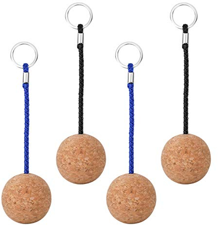 QKURT 4 Pezzi Portachiavi in Sughero, 53 mm Portachiavi Sughero Galleggiante Galleggiante Chiave Leggero Accessori Sport Acquatici per Nuoto Immersioni Pesca Canoa Vela Kayak Barca Marina