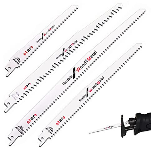 Ncheli 4 pcs Lame per Sega a Gattuccio,Lame per Sega Universale Ho visto legno, plastica, osso,Adatto per la maggior parte delle motoseghe