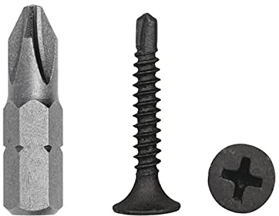 Confezione di 400 viti per cartongesso in acciaio al carbonio fosfatato nero, viti da 3,5 x 25 mm, viti autofilettanti per lamiera, a testa svasata a croce (Phillips) (400, 3,5 x 25 mm)
