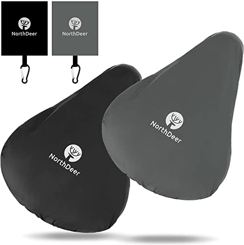 Northdeer 2Pcs Waterproof Bike Saddle Cover with Storage Bag, Black Grey