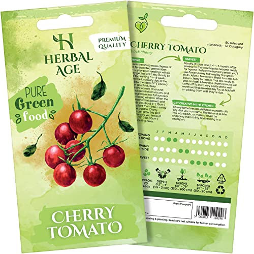 HERBAL AGE Grow Your Own Kits, Cherry Tomatoes Vegetable Seeds for Planting UK, 20 Plants Heirloom Seed Box, Plant Seeds Indoor & Outdoor UK, Garden Gifts for Women, Man, Salad and Vegs Lovers