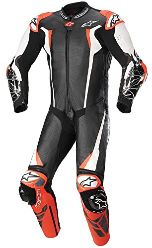 Alpinestars Absolute V2 Tuta in pelle da moto monopezzo, nero/bianco/rosso, 52