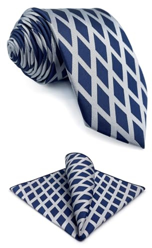 S&W SHLAX&WING Mens Necktie Set Tie with Pocket Square 57.5 Satin Woven Formal