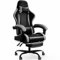Devoko Sedia da Gaming Massaggiante con Poggiapiedi Telescopico, Sedia Gamer con Cuscino Lombare Massaggio & Poggiatesta, Ergonomico Sedie da Ufficio Schienale Regolabile 90-135° Portata 150kg(Grigio)
