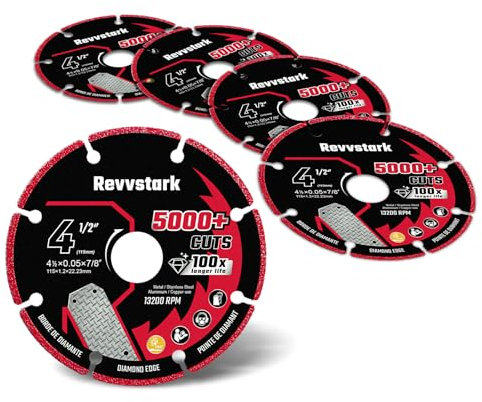 5 Pack Diamond Cutting Wheel 4 1/2 Inch for Metal with 7/8 Arbor, Carbide Cutting Wheel, Angle Grinder Cutting Disc, 4 1/2 Cut Off Wheel for Metal with 5000+ Cuts on Rebar, Steel, Iron and INOX