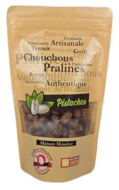 Pralines à l’Ancienne, Pralines Pistache Chocolat 100g, Friandise Artisanale, Véritables Chouchous Pistache, Confiserie Encas Apéritif, Fabriquées en France