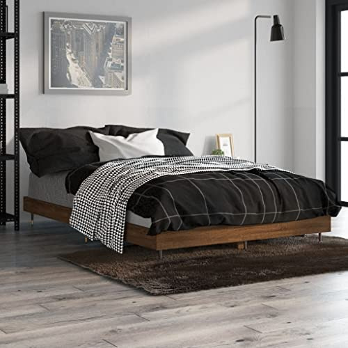 chambre complete adulte,lit 2 personnes avec sommier et matelas,Cadre de lit chêne marron 120x190 cm bois d'ingénierieIdéal pour les chambres à coucher, les salles de séjour, là où c'est nécessaire