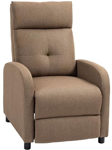 HOMCOM Sillón Relax Reclinable Manual con Apertura Push hasta 155º Marrón