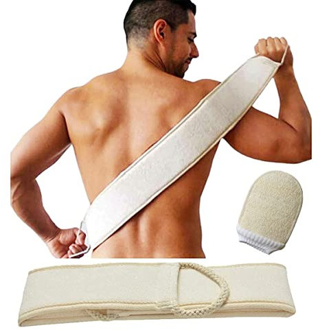 Adorling Luffa Schwamm Rückenscrubber für Bad und Dusche bei, Luffa Körperpad mit Rücken Gurt, Körper und Gesichts Peeling Zweiteiliges Set Peeling Schwamm Rückenschrubber Luffaschwämme