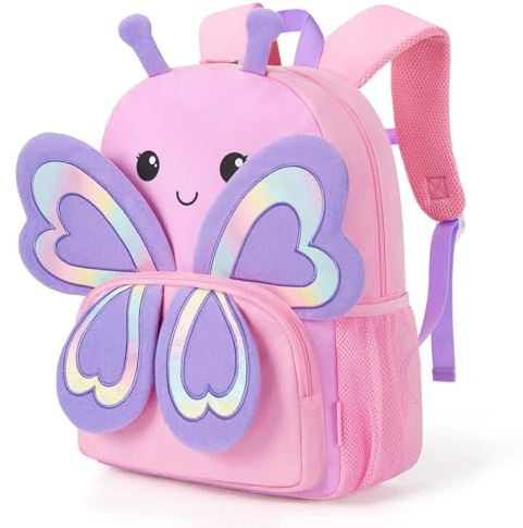 mommore Kids Backpack Preschool Kindergarten Backpack for Girls 4-6 Butterfly Girl Bookbag 15” for Elementary School