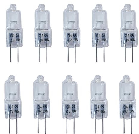 10 Stück G4 20W Halogen Leuchtmittel 12V, Dimmbar Halogenlampen, Warmweiß 2700K 280LM Halogen Stiftsockellampe, G4 Kapsel Glühbirnen für Dunstabzugshauben, Küchen, Leuchter