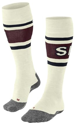 FALKE Women's SK2 Intermediate Wool W Kh Wool Functional Yarn Warm Thick 1 Pair Skiing Socks, White Off-White 2040 Trend, 7-8