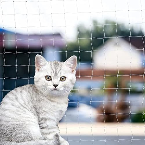 Rete Gatti, 4x3m Rete per Balcone Esterno, Rete Anti piccioni, con Rete Rinforzata - Installazione Senza Foratura, Resistente a Strappi/Morsi/Raggi UV - per Balconi Esterni, Scale, Finestre (4 x 3 m)