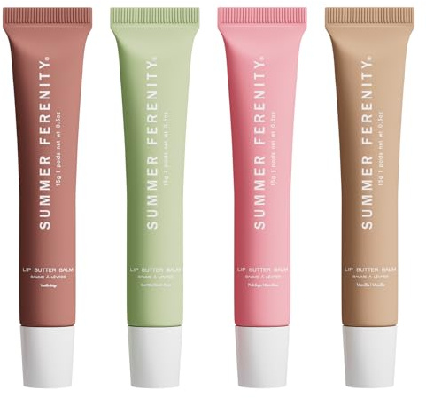 4 PCS Summer Lip Balm Tinted Lip Butter Balm - Conditioning Lip Mask,Ultra-Hydrating,Instant Moisture, Shine,Hydration - Sheer-Tinted,Soothing Lip Care - 0.5 Fl Oz (Pack of 4)