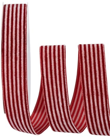 PH PandaHall Ruban de Velours Rayé Rouleau de Ruban Simple Face 2.5cm X 9.14 m Ruban à Rayures en Tissu Rouge Foncé et Rose pour Emballage Cadeau Artisanat Décoration de Nœuds Papillon