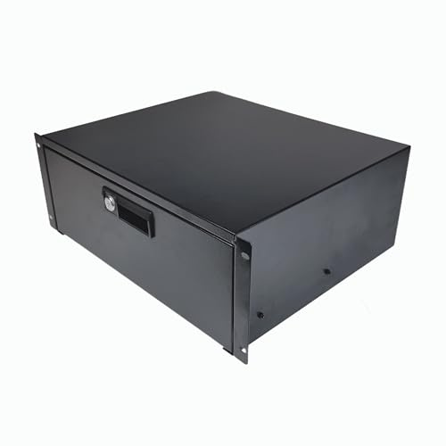 19” Rack Mount Locking Drawer – 4U Height, 370mm Depth – Secure Metal Storage for Server Rack, Network Cabinet & Flight Case