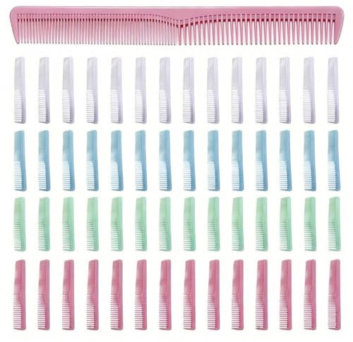 Odowalker 60 Pcs Professional Hair Combs Bulk, 6.9 Inch Barber Hairdressing Combs, Fine and Wide Tooth Cutting Combs, Bulk Travel Combs for All Purpose, Styling, Hotel, Unisex, Donation Supplies