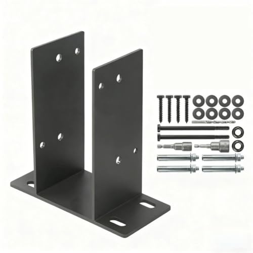 Base de poste de acero resistente, soporte de poste de hormigón de 4 x 4 pulgadas para barandillas de cubierta, vallas, buzón, cabina, bases de soporte de patio (1 unidad)