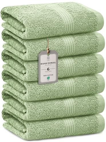 HomeBurg Luxe 6-Piece Towel Set – Soft & Absorbent Cotton, Quick-Drying, Easy Care, 40 x 70 cm, Sage Green