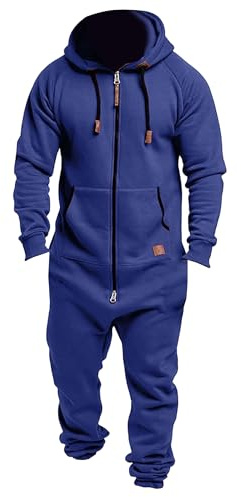 One Piece Hoodie Herr Fleece Hooded One Piece Jumpsuit Varm Onesie Dragkedja Romper Pyjamas Loungewear Outfit