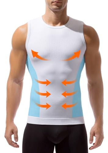 Arjen Kroos Mens Compression Vest Slimming Body Shaper Muscle Tank Top | Tight Shapewear Undershirts,Tummy Control Workout Shirts,Stretchy,Breathable,Moisture-Wicking,Daily/Gym/Business Wear