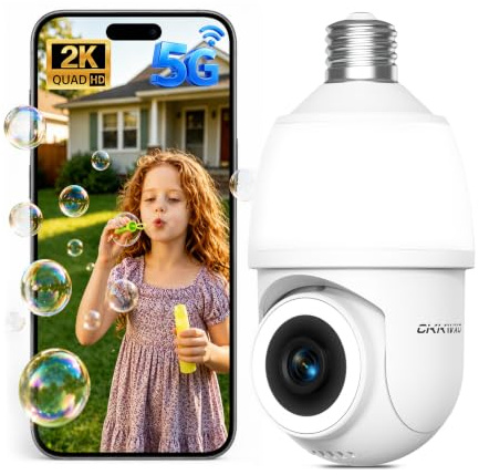 CiKiKWXO Camara Vigilancia WiFi Interior/Exterior con Bombilla 2K (3MP)