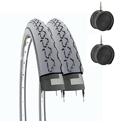 ECOVELO 2 COPERTONI 24 X 1 3/8 (37-540) + CAMERE d'Aria Pneumatici Grigi COPERTURE Carrozzina/Sedia A ROTELLE EBA24GXE